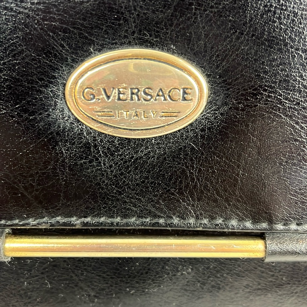 Gianni Versace Vintage Black Leather Shoulder Bag Purse - Picture 8 of 17